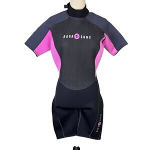 Aqualung Womens Mahe 3.5mm Shorty Wetsuit Aquatic Scuba Surf Snorkel Pink Black
